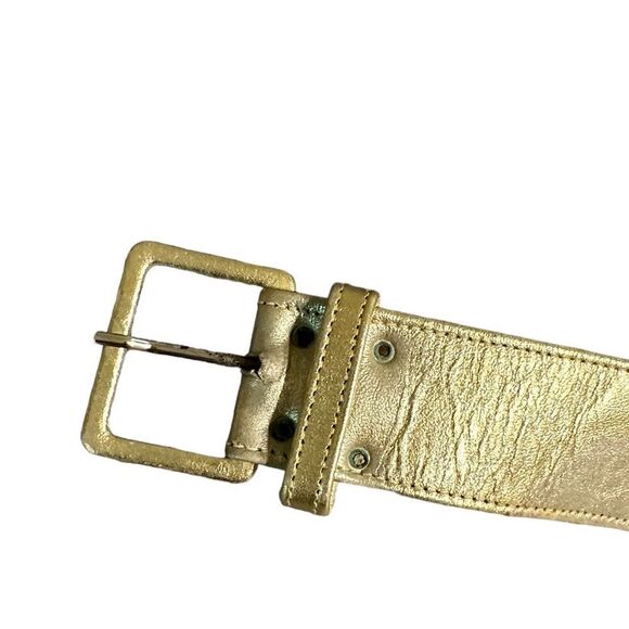 1980s Vintage Karl Lagerfeld Gold Leather Belt Size XS main image 7